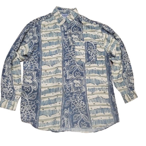 Detail Express 100% Silk Vintage Button Up Shirt Size Medium M. Lightweight - Picture 6 of 9
